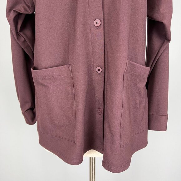 Eileen Fisher Womens Washable Flex Ponte Stand Collar Overshirt Brown size S - Picture 4 of 15